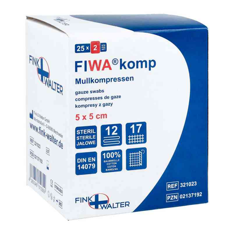 Mullkompressen 5x5 cm steril 12fach 25X2 stk von Fink & Walter GmbH PZN 02137192