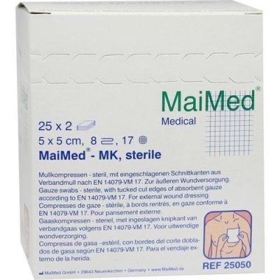 Mullkompressen 5x5cm 8-fach steril 25X2 stk von MaiMed GmbH PZN 08888858