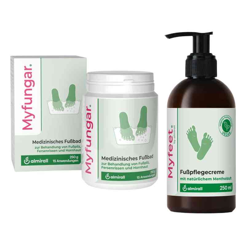 Myfungar Medizinisches Fußbad Granulat + Myfeet Fußpflegecreme 1 Set von  PZN 08107771