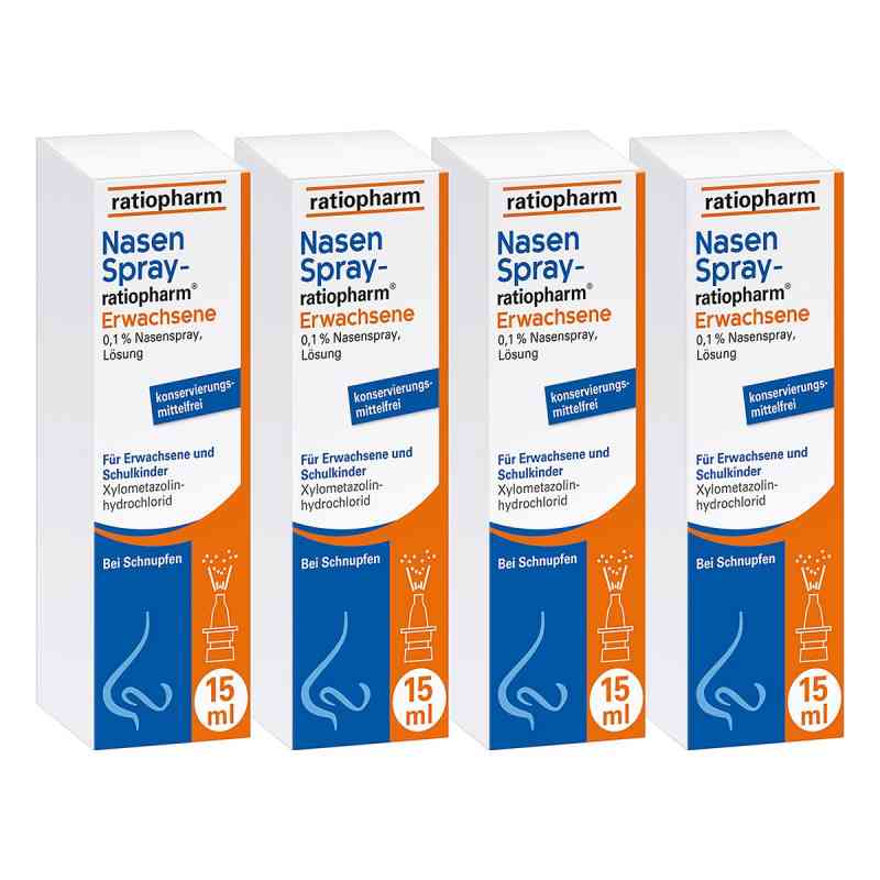 Nasenspray ratiopharm Erwachsene 4x15 ml von ratiopharm GmbH PZN 08102422