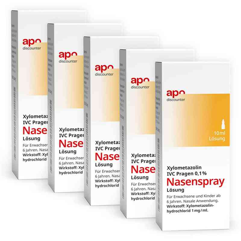 Nasenspray Xylometazolin 0,1 % Lösung von apodiscounter 5x10 ml von IVC Pragen GmbH PZN 08103008