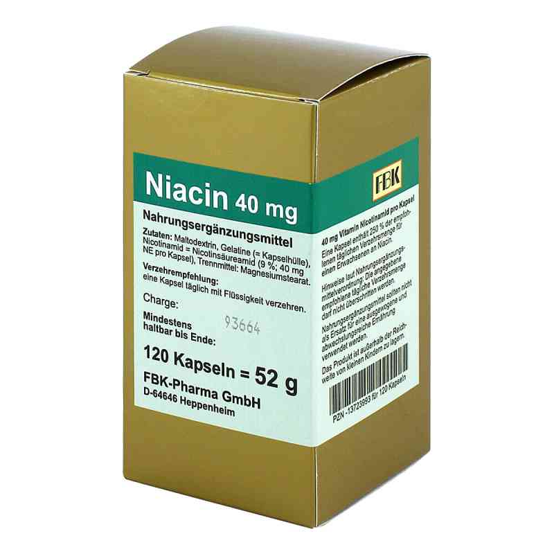 Niacin 40 mg pro Kapsel 120 stk von FBK-Pharma GmbH PZN 13723993