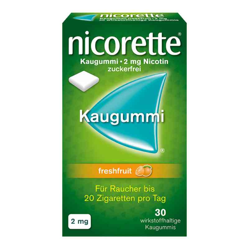 Nicorette Kaugummi 2 mg freshfruit  30 stk von Johnson & Johnson GmbH (OTC) PZN 01639589