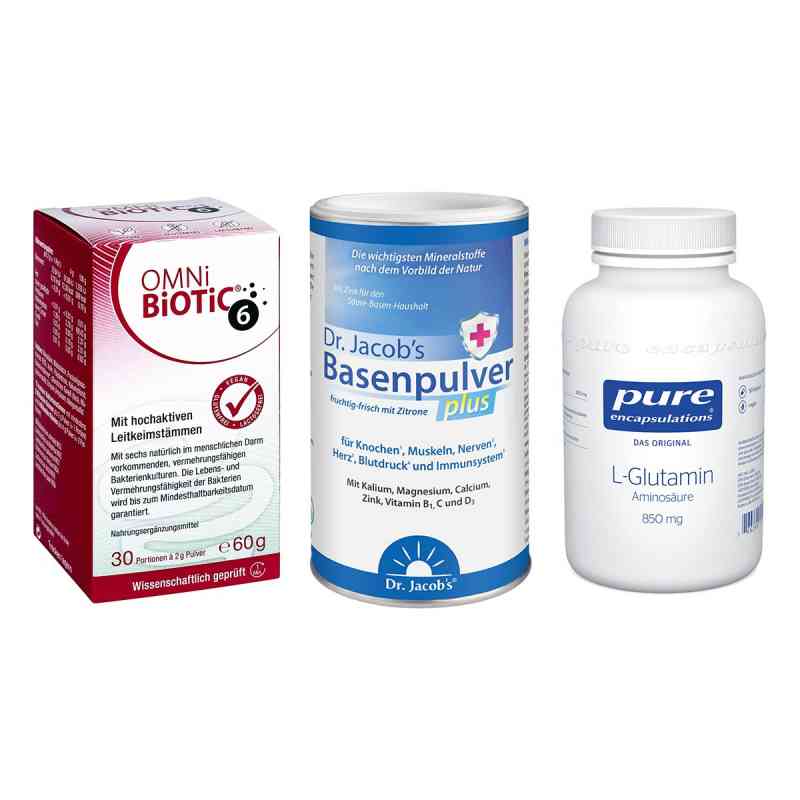 Omni Biotic 6 + Basica Direkt + Pure Encapsulations L-Glutamin 1 Set von  PZN 08105225