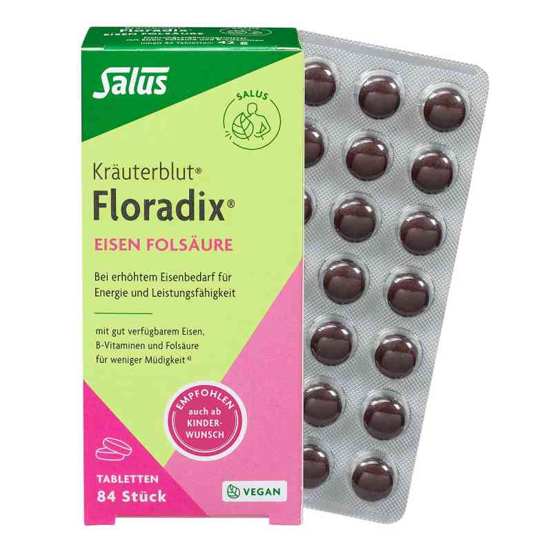 Salus Kräuterblut Floradix Eisen Folsäure Tabletten 84 stk von SALUS Pharma GmbH PZN 17617555