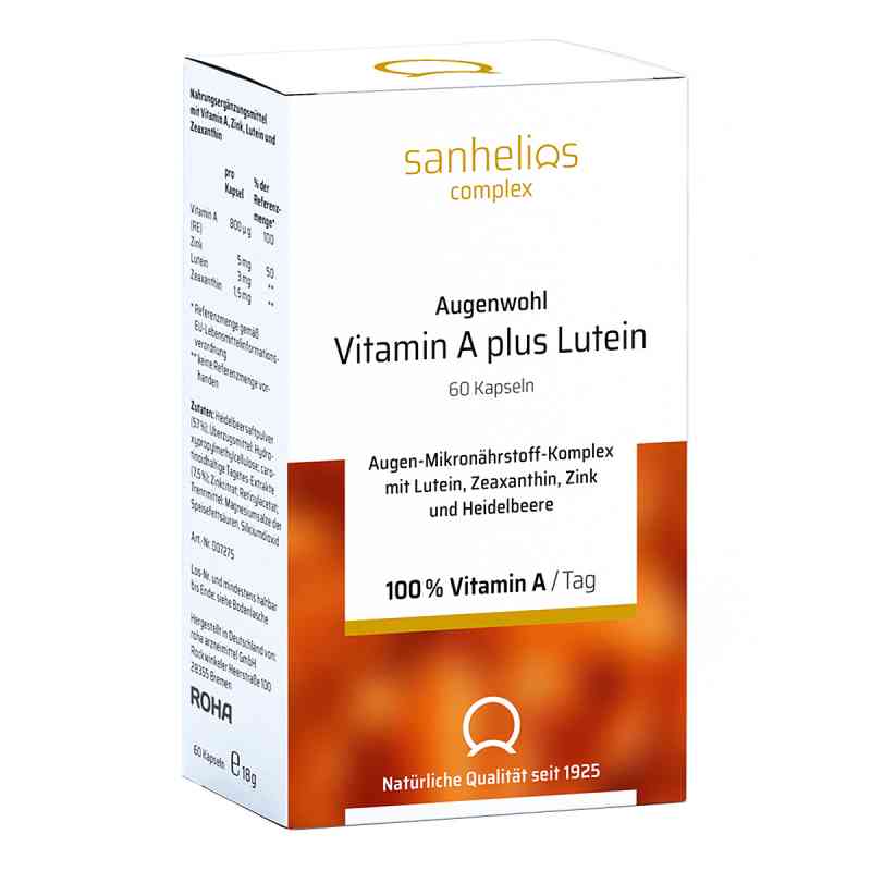 Sanhelios Augenwohl Vitamin A plus Lutein Kapseln 60 stk von Roha Arzneimittel GmbH PZN 15302095