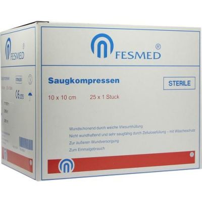 Saugkompressen 10x10cm steril 25X1 stk von FESMED Verbandmittel GmbH PZN 08828810