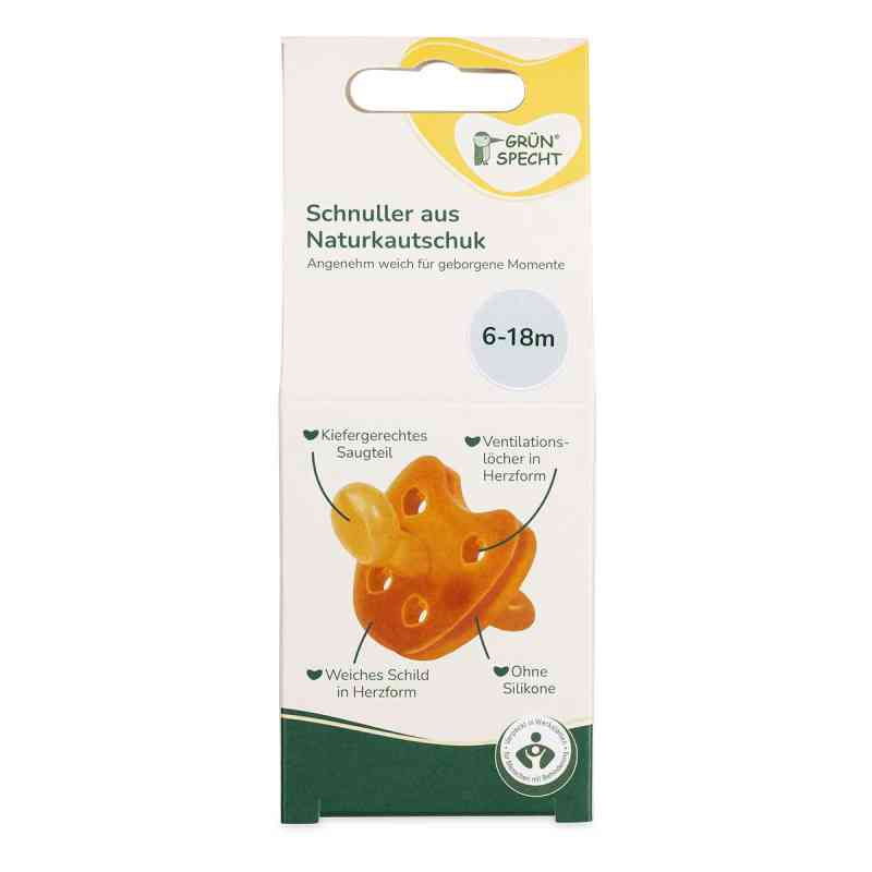 Schnuller aus Naturkautschuk, 6–18 Monate, FS 1 stk von GRÜNSPECHT Naturprodukte GmbH PZN 08108619