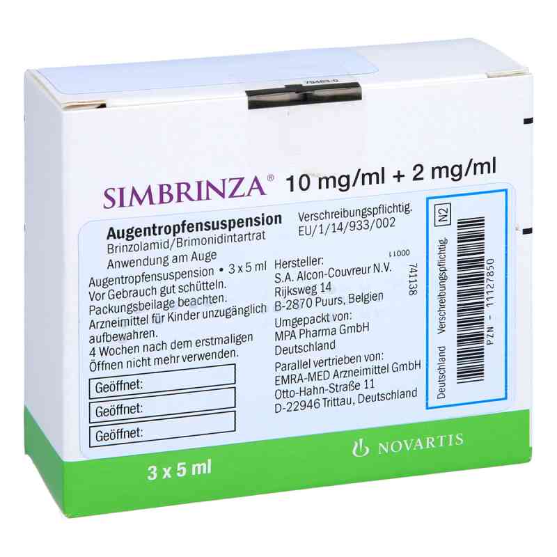 Simbrinza Color Simbrinza 10 mg/ml + 2 mg/ml Augentropfensusp. 3X5 ml