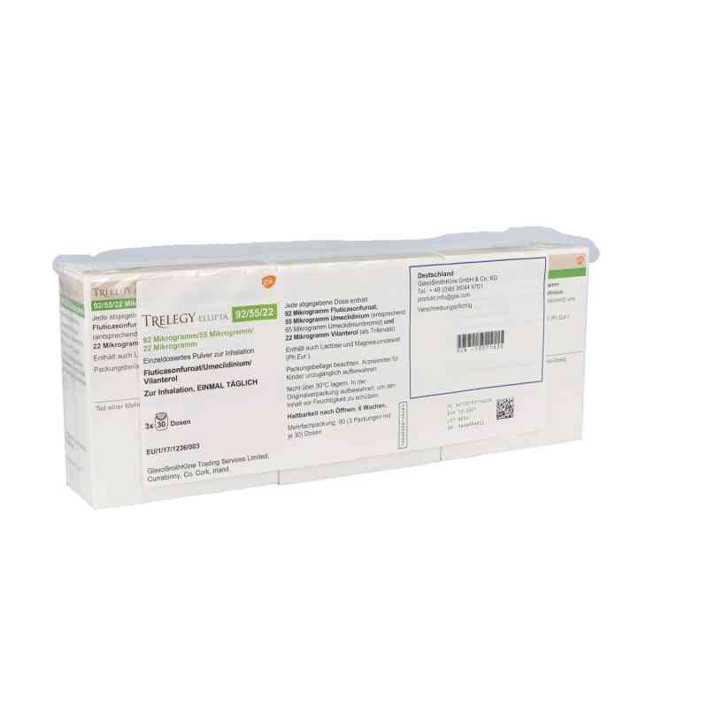 Trelegy Ellipta 92 [my]g/55 [my]g/22 [my]g Dosis 3 3 stk von GlaxoSmithKline GmbH & Co. KG PZN 13571632