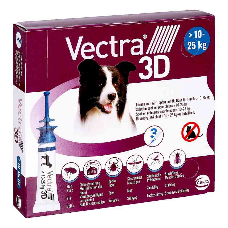 Vectra 3D Lösung gegen Zecken & Flöhe für Hunde 10-25 Kg 3 stk von O'ZOO GmbH PZN 18910205