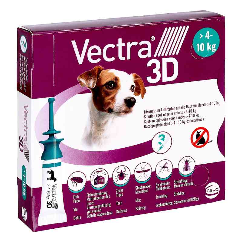 Vectra 3D Lösung gegen Zecken & Flöhe für Hunde 4-10 Kg 3 stk von O'ZOO GmbH PZN 18910197