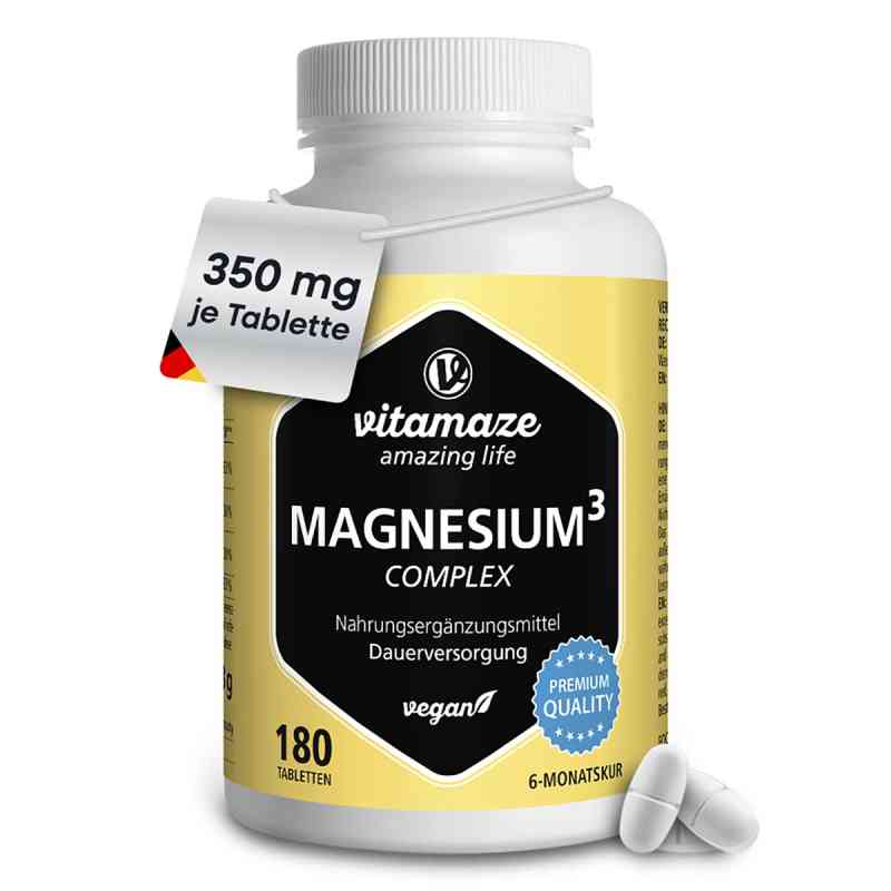Vitamaze MAGNESIUM 350 mg Komplex Citrat/Oxid/Carbon.vegan 180 stk von Vitamaze GmbH PZN 14327035