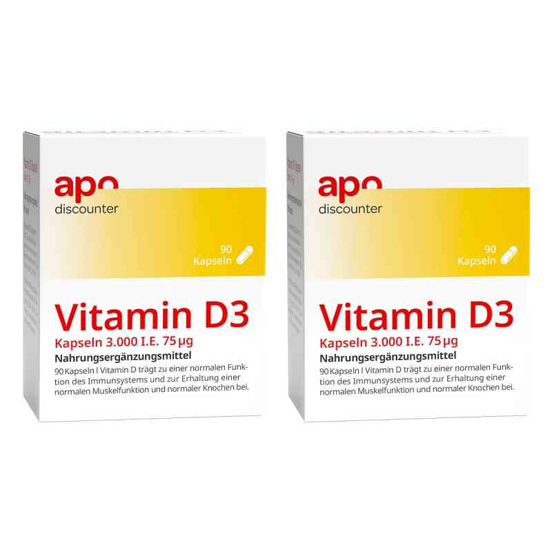 Vitamin D3 Kapseln 3.000 I.E. 75 µg von apodiscounter 2x90 stk von apo.com Group GmbH PZN 08102089