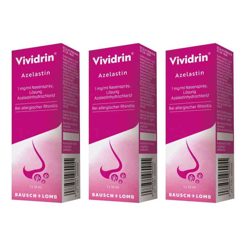 Vividrin Azelastin Nasenspray bei Heuschnupfen und Allergien 3x10 ml von Dr. Gerhard Mann PZN 08104585
