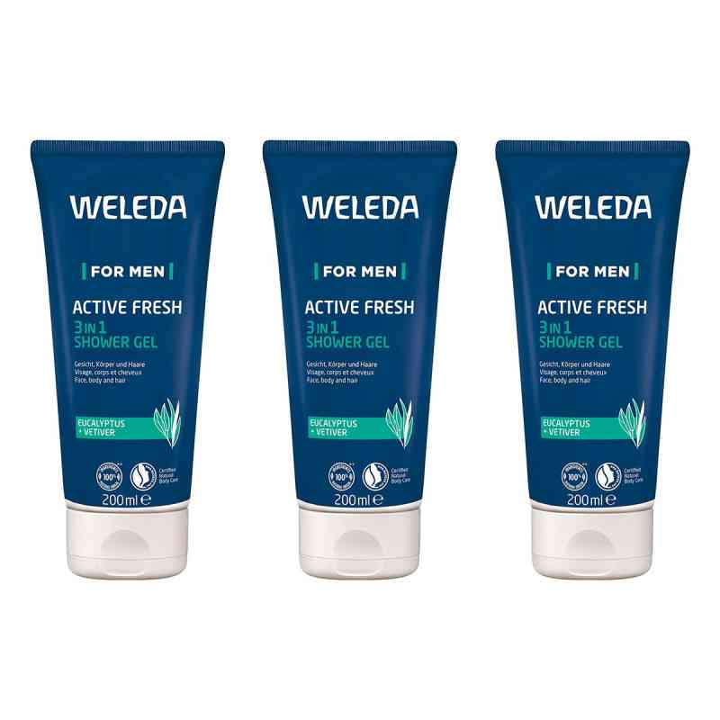 Weleda For Men Active Fresh 3in1 Shower Gel 3x200 ml von WELEDA AG PZN 08104192
