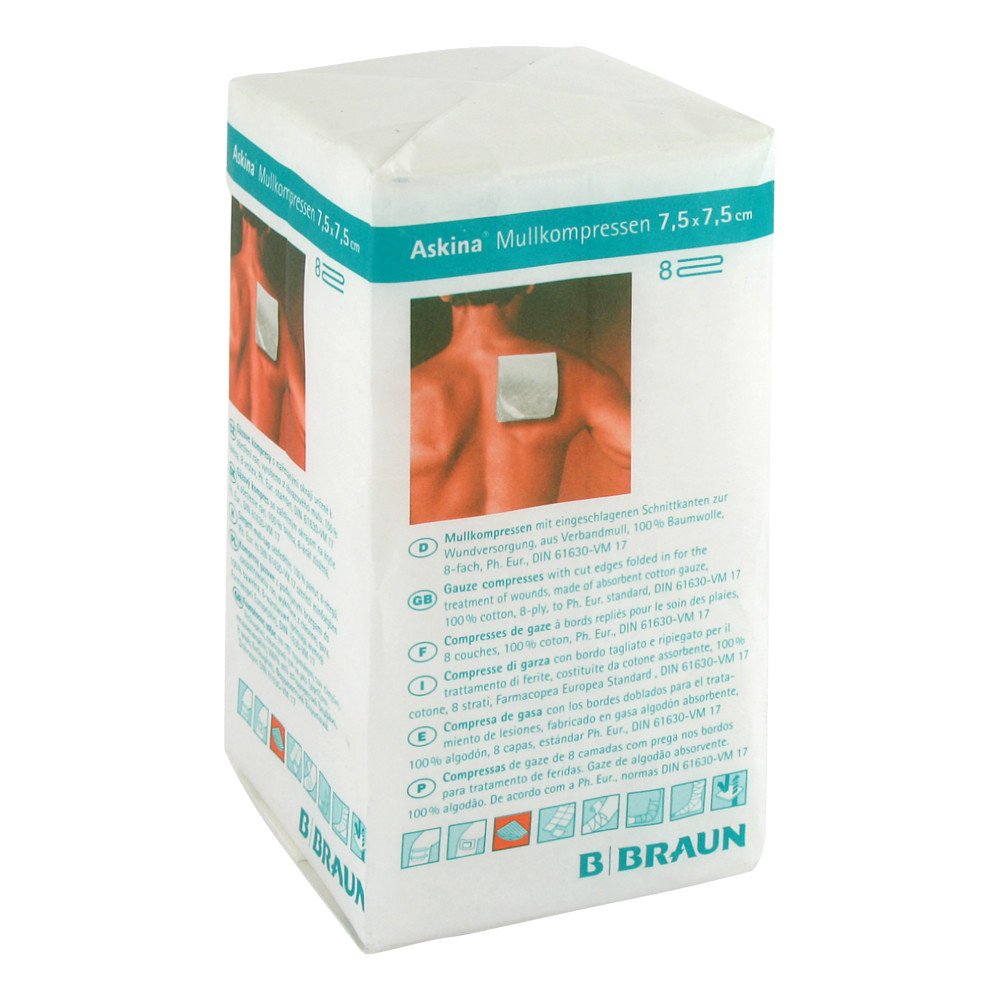 B. Braun Melsungen AG Askina Mullkompressen 7,5x7,5 cm 8fach 06874527