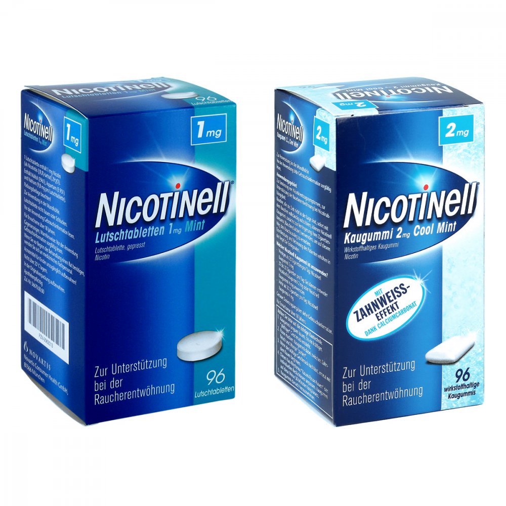 Nicotinell 1mg Mint (96 stk) + Nicotinell 2mg Cool Mint (96 stk) 08100629