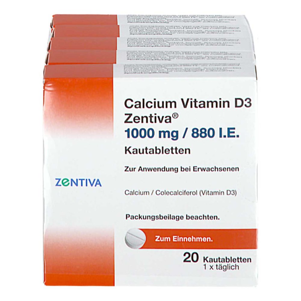 Calcium Vitamin D3 Zentiva 1000mg/880 internationale Einheiten 100 stk