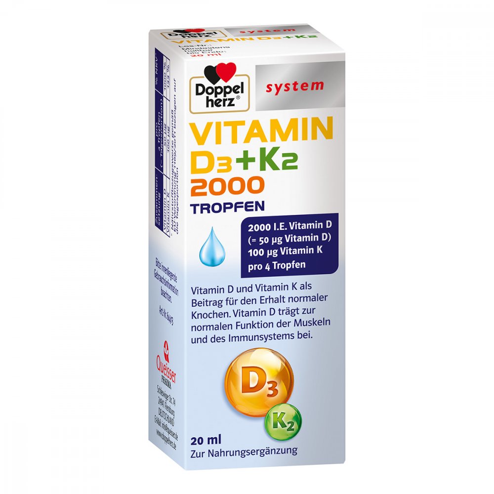 Doppelherz Vitamin D3 2000+k2 Tropfen 20 ml