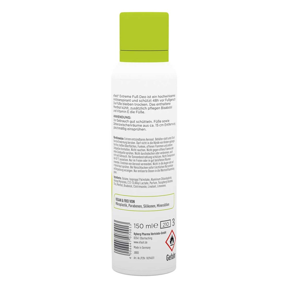 Efasit CLASSIC Fuß Deospray, 150 Ml – 24h Frische & Schutz Vor Fußpilz, Mit Menthol
