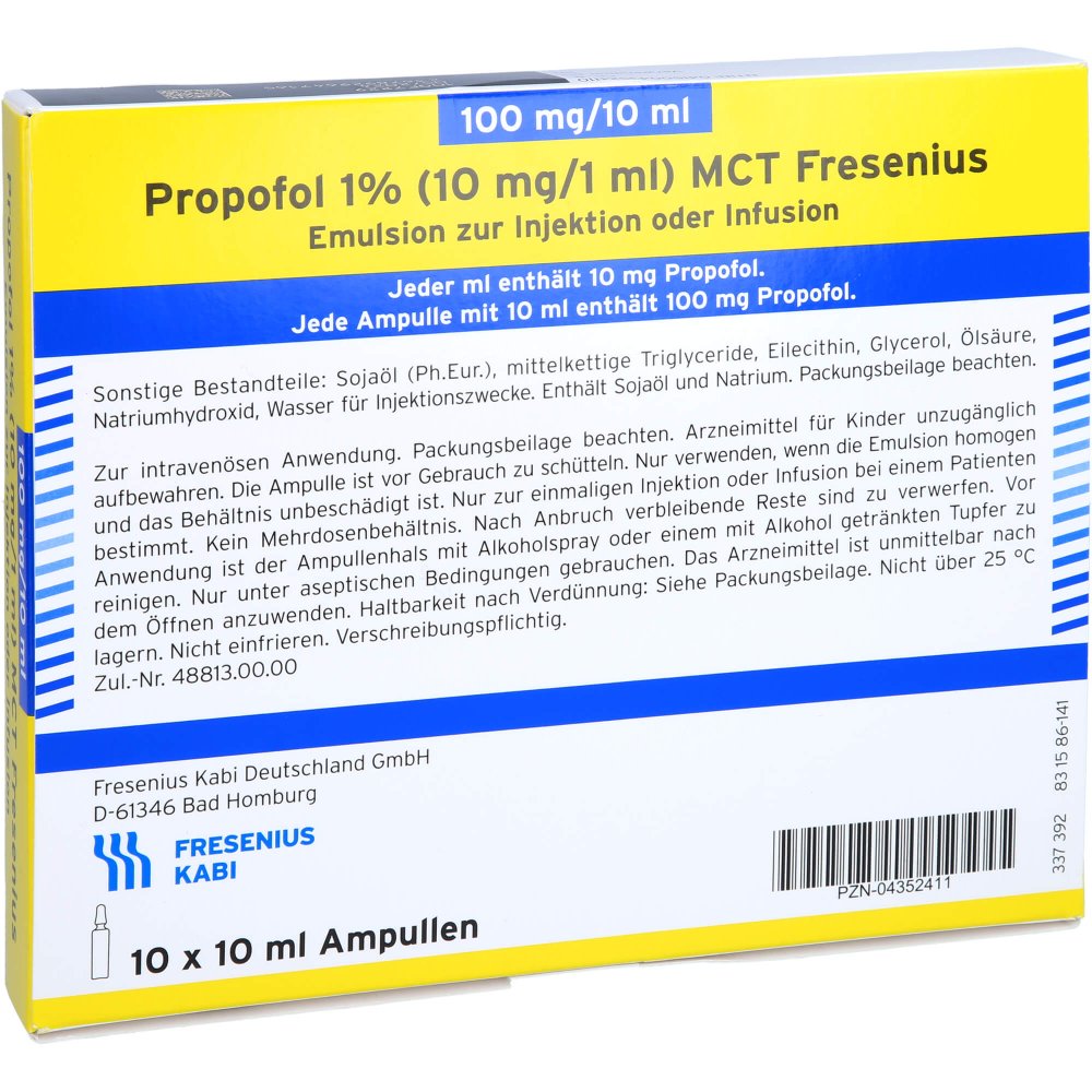Profol Inj 1 Propofol 1% 10mg/1ml Mct Fres.em.z.inj.u.inf.g-amp 10X10 ml