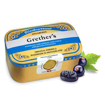 Grethers Blackcurrant Silber Pastillen zuckerfrei Dose bei apo-discounter.de bestellen