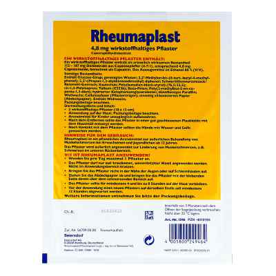 Rheumaplast 4,8mg Wirkstoffhaltiges Pflaster bei apo-discounter.de bestellen