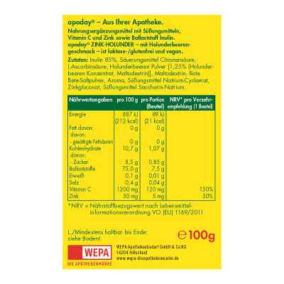 Apoday Holunder Vitamin C+zink ohne Zucker Pulver bei apo-discounter.de bestellen