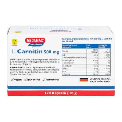 L-carnitin 500 mg Megamax Kapseln bei apo-discounter.de bestellen