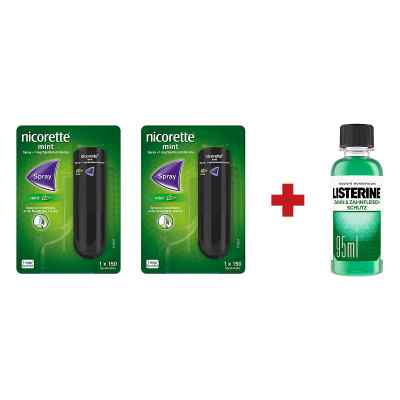 2 x Nicorette Spray + Listerine Zahn-& Zahnfleisch Schutz Lösung 1 Pck von PZN 08130276
