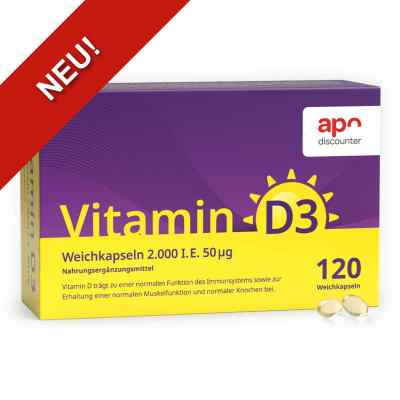 Vitamin D3 2000 I.E. Weichkapseln von apodiscounter