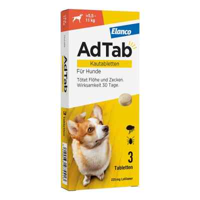 AdTab Hund 5,5 - 11 kg Kautablette gegen Zecken und Flöhe 3 stk von Elanco Deutschland GmbH PZN 18752657