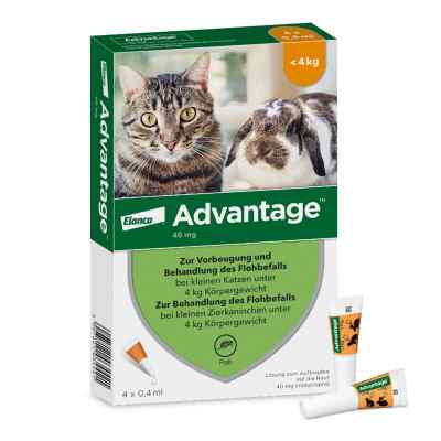 Advantage 40 mg für kl.Katzen und kl.Zierkaninchen 4X0.4 ml von Elanco Deutschland GmbH PZN 09670096