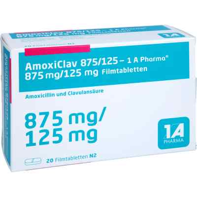 Amoxiclav 875/125-1a Pharma Filmtabletten 20 stk von BB FARMA S.R.L. PZN 18675460