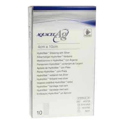 Aquacel Ag 4x10 cm Hydrofiberverband mit Silber 10 stk von ConvaTec (Germany) GmbH PZN 01670783