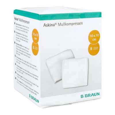 Askina Mullkompressen 10x10 cm unsteril 100 stk von B. Braun Melsungen AG PZN 06874533