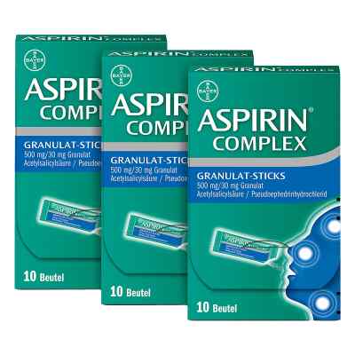 Aspirin Complex Granulat-Sticks 500mg/30 mg 3x10 stk von Bayer Vital GmbH PZN 08102357