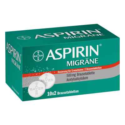 Aspirin Migräne 500 mg Brausetabletten 2X10 stk von Bayer Vital GmbH PZN 18879145