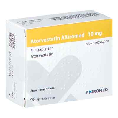 Atorvastatin Axiromed 10 mg Filmtabletten 98 stk von Medical Valley Invest AB PZN 13896179