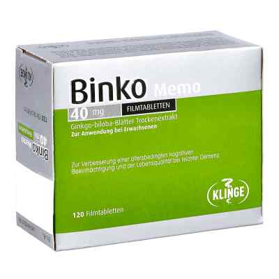 Binko Memo 40 mg Filmtabletten 120 stk von Klinge Pharma GmbH PZN 16168836