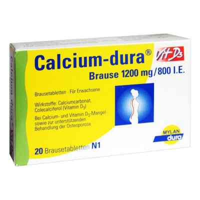 Calcium-dura Vit D3 Brause 1200mg/800 internationale Einheiten 20 stk von Viatris Healthcare GmbH PZN 02458281