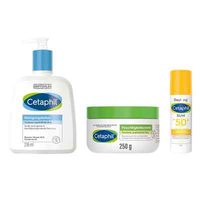 Cetaphil Pflegeset: Reinigen, mit Creme pflegen & UV-Schutz 1 Set von Galderma Laboratorium GmbH PZN 08105383