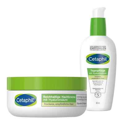 Cetaphil Tagespflege mit Hyaluronsäure + Reichhaltige Nachtcreme 88+48 ml von Galderma Laboratorium GmbH PZN 08105078