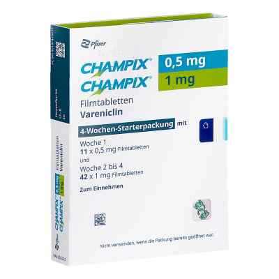 Champix 0,5 Mg/1 Mg Filmtabletten starterpack.4 Wochen 53 stk von Pfizer Pharma GmbH PZN 19142369