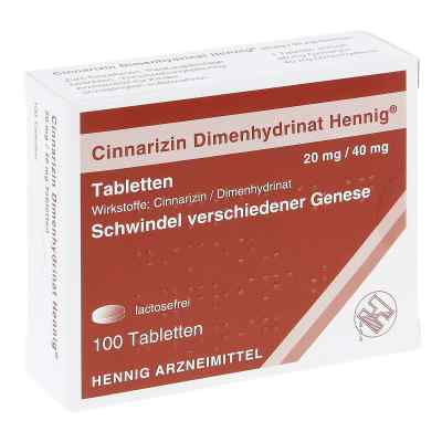 Cinnarizin Dimenhydrinat Hennig 20 mg/40 mg Tabletten 100 stk von Hennig Arzneimittel GmbH & Co. K PZN 11083213