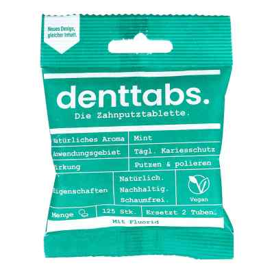 Denttabs Zahnputztabletten stevia mint 125 stk von Dr.Dagmar Lohmann pharma + medic PZN 09303765