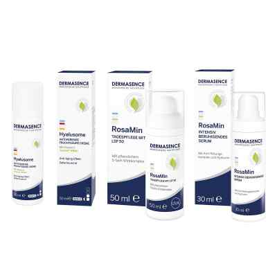 Dermasence Hyalusome Aktiv.Fruchts.creme & RosaMin Pflege+Serum