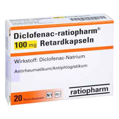 Diclofenac-ratiopharm 100 mg Retardkapseln 20 stk von ratiopharm GmbH PZN 00107057