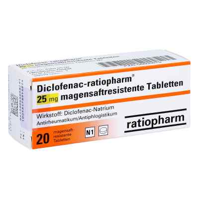Diclofenac-ratiopharm 25mg 20 stk von ratiopharm GmbH PZN 06605879